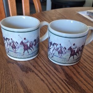 Polo Scene Ceramic Mugs - Set of 2